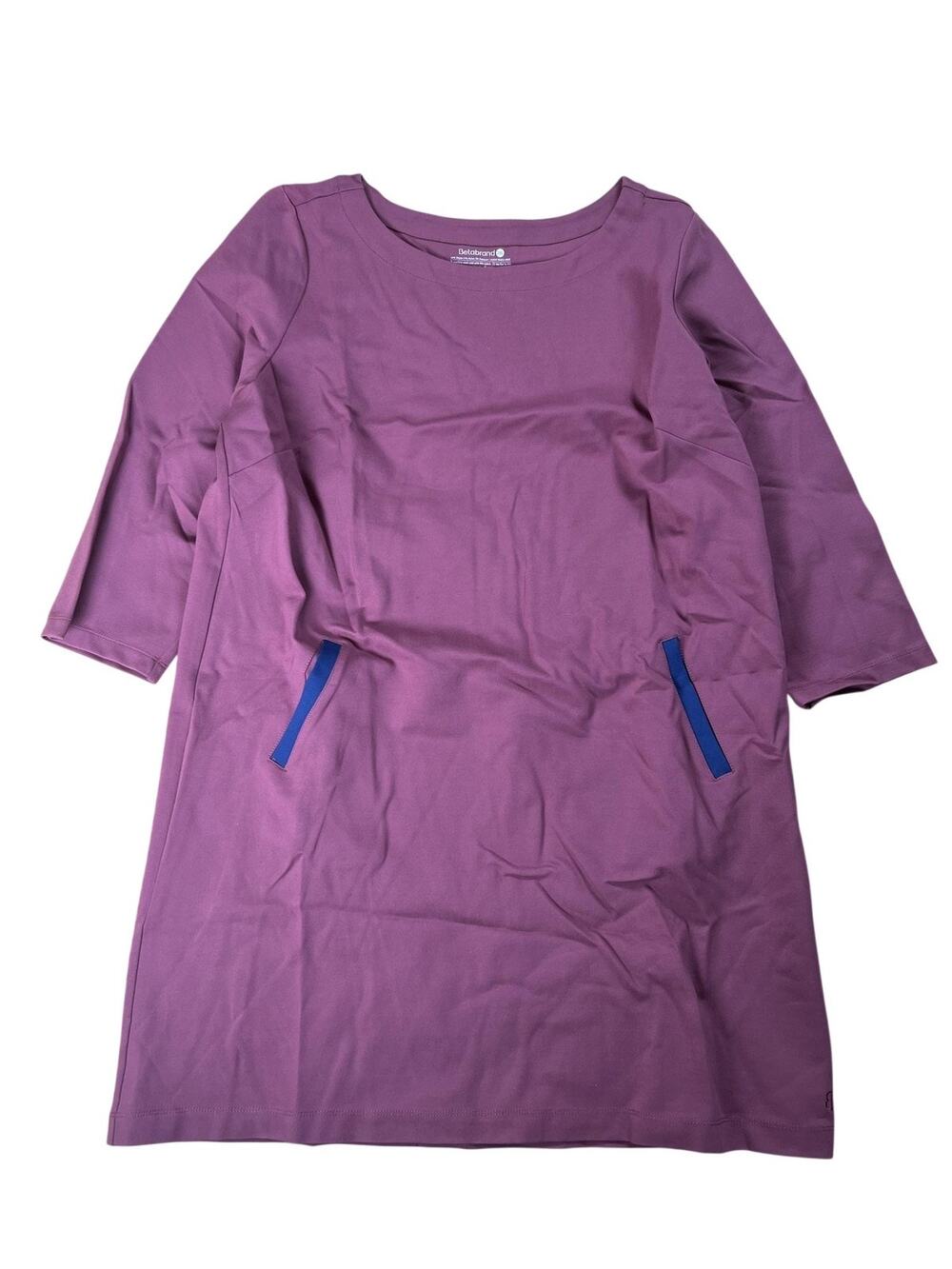 Betabrand Dress Womens 2XL Purple T-Shirt Dress Shift Knee Length Pockets